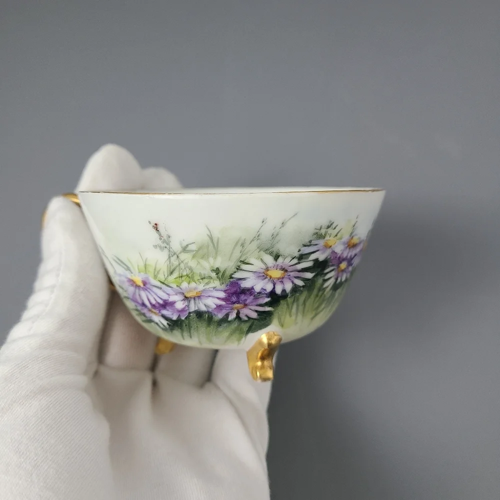 W.G. Co. France Hand Painted Porcelain Gold Footed Vintage Teacup